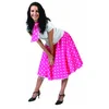 Image de Funny Fashion Les Points Roses Grandes Jupe Rock ' n Roll Blanc Pois Graisse Happy Days de 50 Ans