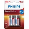 Image de Philips Power Alkaline lr03p6bp/10   Piles (Alcalino, Cilíndrico, 1,5 V, AAA, Blanc, 10 mm)