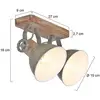 Image de Steinhauer Spot pour plafond Gearwood, vert, à 2 lampes, métal, bois, E27