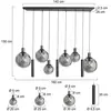 Image de Steinhauer Suspension Bollique, noire, à 9 lampes longues, verre, métal