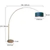 Image de Steinhauer Lampadaire courbé Sparkled Light bronze/bleu, 240 cm, velours