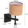 Image de Steinhauer Applique murale Stang, noir/marron Lampe de lecture LED Hauteur 27 cm Liège