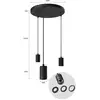 Image de Calex Retro suspension, ronde, 3 lampes, noire