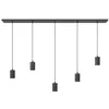 Image de CALEX Luminaire Suspensions rétro, avec 5 suspensions, Luminaire salle à manger, Luminaire de salon en métal, 133 x 14 x 2,5 cm (LxPxH), Noir