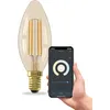 Image de CALEX Ampoule Filament Dorée Flamme B35 E14 CCT WiFi, 4,9W 470lm, Alexa/Google/Siri, Blancs 1800-3000K, dimmable, scénarios, sans pont, WiFi 2.4GHz