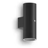 Image de CALEX Pavia Applique Murale Extérieure, 2x GU10, Éclairage Haut et Bas pour Jardin, Lampe Étanche IP44, Détecteur Jour et Nuit, Noir, Aluminium
