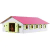 Image de Van Manen 610188 Globe Farming - Centre équestre avec 9 Boxes pour Chevaux, en Bois, avec Toit Pliable, Rose