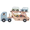 Image de Little Dutch camion en bois avec remorque et 4 voitures jouets