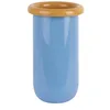 Image de Present Time Vase Plegado M - Bleu - 14x14x25.3cm - Rond - Verre - Vase à fleurs - Décoration d'intérieur - Fête des mères - Cadeau de fête des mères - Cadeau de fête des mères - Idée cadeau de fête