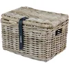 Image de Basil DAX S Panier de Rangement rectangulaire élégant en rotin avec poignées en Cuir synthétique, tressé à la Main, 20 l, avec Couvercle