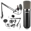 Image de VONYX CMS400 Microphone de Studio Argenté - Ensemble Microphone à Condensateur avec Bras Réglable et Filtre Anti-Pop, Alimentation Fantôme 48 Volts, Connexion Directe à Un Ordinateur (Jack 3,5mm)