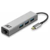 Image de ACT AC7055 Adaptateur réseau LAN avec 3 Ports USB 3.0 SuperSpeed 5 Gbps, RJ45 Gigabit Ethernet 10/100/1000 Mbps, Argent