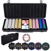 Image de Engelhart - 320960 - Set Poker Complet - Mallette en métal Noire - 500 jetons 14g sans numéro + 2 Jeux de Cartes, 1 Bouton de Croupier, 5 dés - Coffret de Jeu de Poker et Accessoires