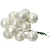 Image de Lot de 12 boules de Noël, sur fil de verre, 2,5 cm, blanc mat en forme de grappette, blanc d'hiver