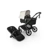 Image de Bugaboo Fox 5 Renew Poussette tout-terrain 2 en 1 avec suspension, pliage facile, nacelle spacieuse, siège extensible, maniable d'une seule main, châssis noir et capote Misty White
