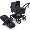 Image de Bugaboo Fox 5 Renew Poussette tout-terrain 2 en 1 avec suspension, pliage facile, nacelle spacieuse, siège extensible, maniable d'une seule main, châssis noir et capote Deep Indigo