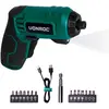 Image de VONROC Tournevis Électrique Sans Fil 4V   Compact, Léger et Puissant   5Nm, 200tr/min   Batterie Lithium 1.5Ah Intégrée   Éclairage LED, Mandrin Magnétique, 14 Embouts Inclus   USB-C   Modèle CD507DC