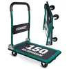 Image de VONROC Chariot Plateforme Pliable 150 kg   Plateau Antidérapant 47 x 73 cm   2 Roues Pivotantes 360°   Poignées Softgrip   Chariot de Transport pour Atelier, Déménagement et Usage Professionnel