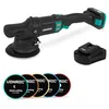 Image de VONROC Polisseuse rotative à batterie 20 V   Batterie 2,0 Ah, chargeur rapide et lot de 5 tampons Ø150 mm, moteur sans balais, 7 vitesses, Soft Start   Pour voiture, camping-car, bateaux