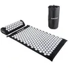 Image de Tunturi Tapis d'acupression avec coussin - Tapis d'acupuncture - Tapis à picots pour dos, nuque, pieds, corps entier - Tapis à ongles 2 en 1 - Anti-stress - 68 x 42 x 2 cm - Noir