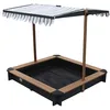 Image de AXI Lily Bac à Sable Enfant en Anthracite/Marron - 118 x 118 cm | Bac à Sable pour Enfants en Bois FSC avec Couvercle/Toit ouvrant pivotant réglable en Hauteur