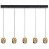 Image de HighLight Suspension Golden Egg, ambre/or, longueur 107 cm, à 5 lampes. verre