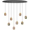 Image de HighLight Suspension Golden Egg, ambre/or, longueur 100 cm, 8 lampes. verre