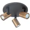 Image de HighLight Spot pour plafond Halo, noir/laiton bruni Ø 25 cm à 3 lampes.