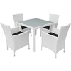 Image de vidaXL Salon de Jardin 5 pcs Table et Chaises de Salle à Manger Mobilier à Dîner Meubles de Patio Extérieur Résine Tressée Blanc Crème