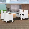 Image de vidaXL Salon de jardin 5 pcs Résine tressée Blanc-crème