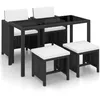 Image de vidaXL Salon de Jardin Encastrable 5 pcs Mobilier de Jardin Mobilier de Patio Mobilier de Terrasse Mobilier d'Extérieur Meubles de Jardin Noir Résine Tressée