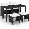 Image de vidaXL Ensemble à manger d'extérieur 5 pcs coussin Résine tressée Noir