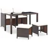 Image de vidaXL Salon de Jardin Encastrable 5 pcs Mobilier de Jardin Mobilier de Patio Mobilier de Terrasse Mobilier d'Extérieur Marron Résine Tressée