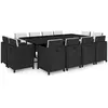 Image de vidaXL Salon de jardin 13 pcs avec coussins Résine tressée Noir