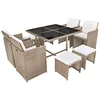 Image de vidaXL Salon de Jardin Encastrable 9 pcs Mobilier de Jardin Mobilier de Patio Mobilier de Terrasse Mobilier d'Extérieur Résine Tressée Beige