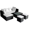 Image de vidaXL Salon de Jardin 4 pcs avec Coussins Résine tressée Noir