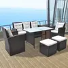 Image de vidaXL Ensemble à manger d'extérieur avec coussins 6pcs Résine tressée