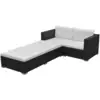 Image de vidaXL Salon de jardin 3 pcs avec coussins Résine tressée Noir