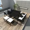 Image de vidaXL Ensemble à manger d'extérieur 9pcs coussins Résine tressée Noir