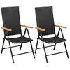 Image de vidaXL 2X Chaises Empilables de Jardin Résine Tressée Siège de Terrasse Patio