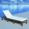 Image de vidaXL Chaise longue avec coussin Résine tressée Marron