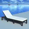 Image de vidaXL Chaise longue avec coussin Résine tressée Noir
