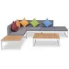 Image de vidaXL Salon de jardin 4 pcs avec coussins Aluminium et WPC