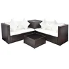 Image de vidaXL Salon de Jardin 4 pcs avec Coussins Mobilier de Jardin Mobilier d'Extérieur Meubles de Patio Meubles de Terrasse Résine Tressée Marron