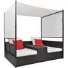 Image de vidaXL Lit de jardin avec auvent Marron 190x130 cm Résine tressée