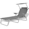 Image de vidaXL Chaise Longue avec auvent Acier Gris