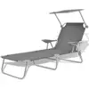 Image de vidaXL Chaise longue avec auvent Acier Gris