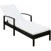 Image de vidaXL Chaise longue avec coussin Résine tressée Marron