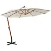 Image de Parasol suspendu avec poteau en bois 350 cm blanc
