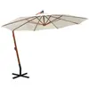 Image de vidaXL Parasol suspendu avec poteau en bois 350 cm blanc